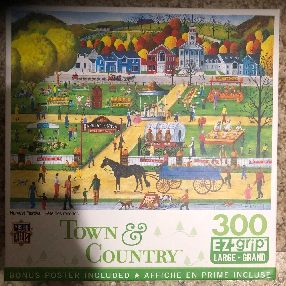 MASTERPIECES Town & Country 300 EZ-Grip Piece Puzzle ~HARVEST FESTIVAL~ COMPLETE